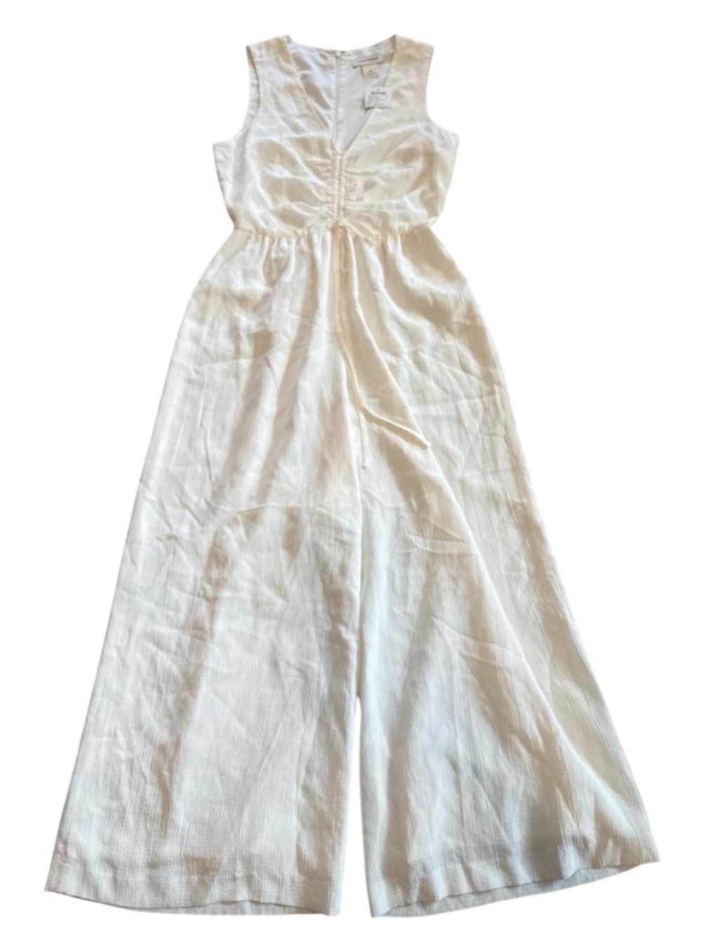 Club Monaco Cream Sleeveless V-Neck Jumpsuit